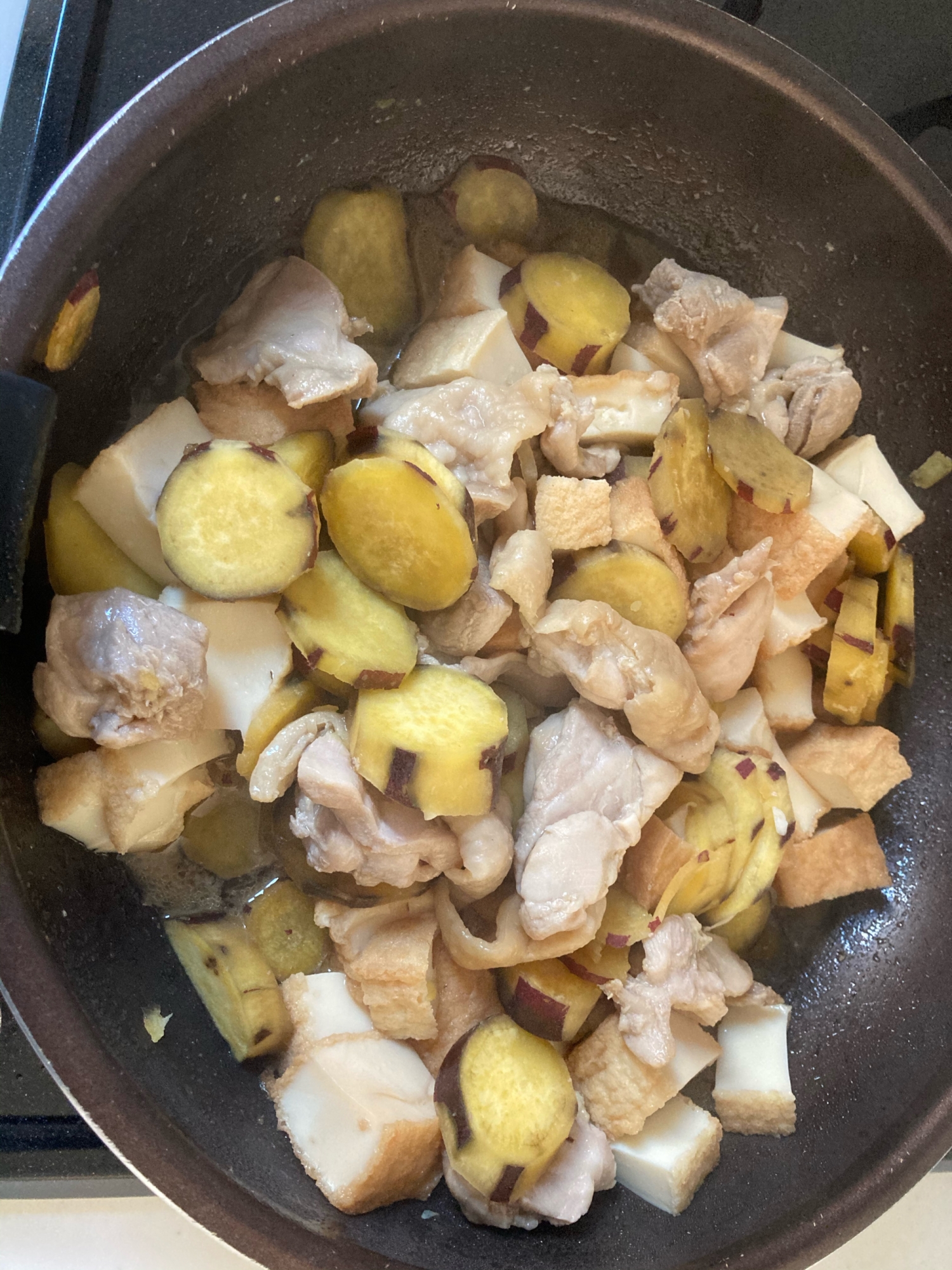 鶏肉とさつま芋と厚揚げの甘辛煮♫