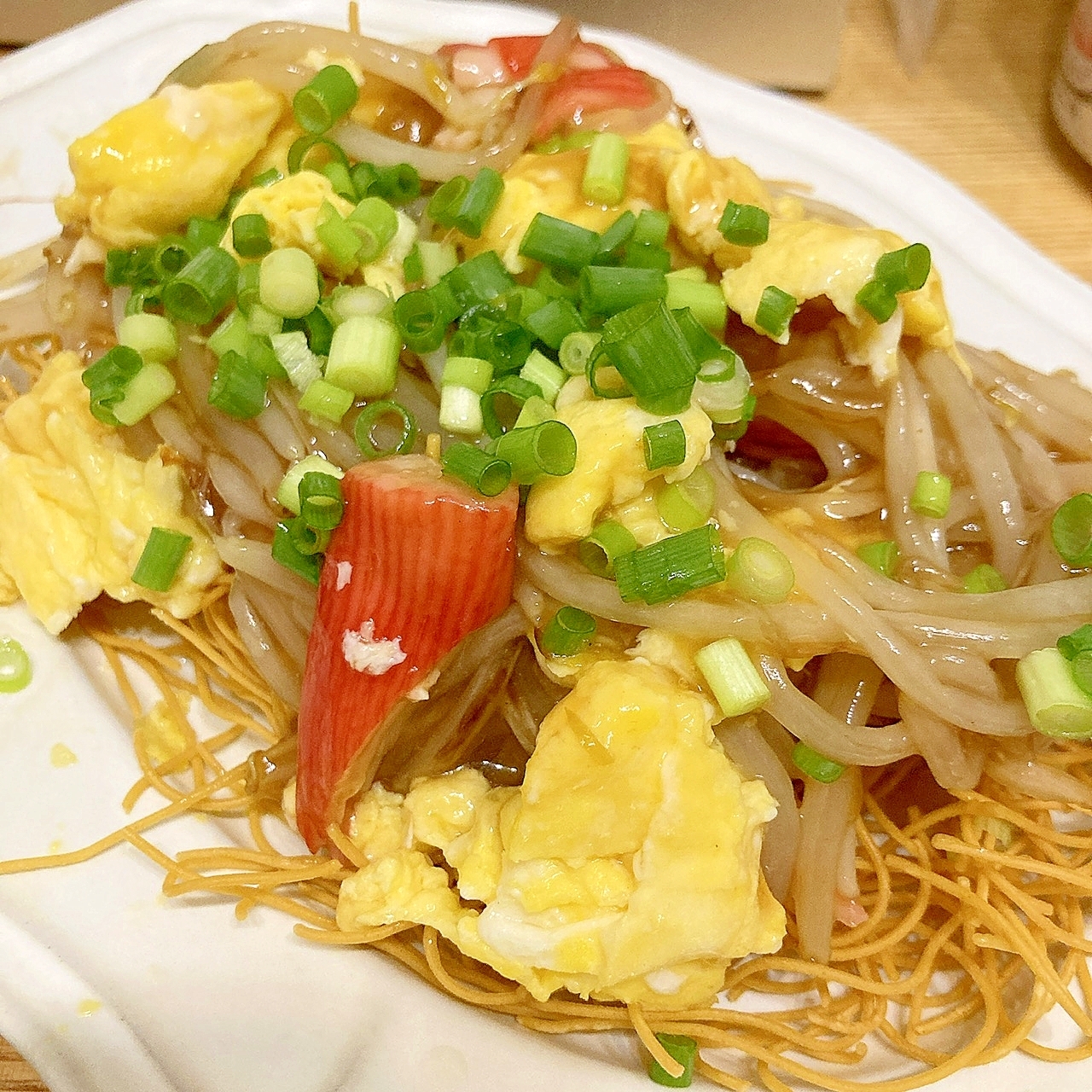 節約食材で！かに玉風皿うどん