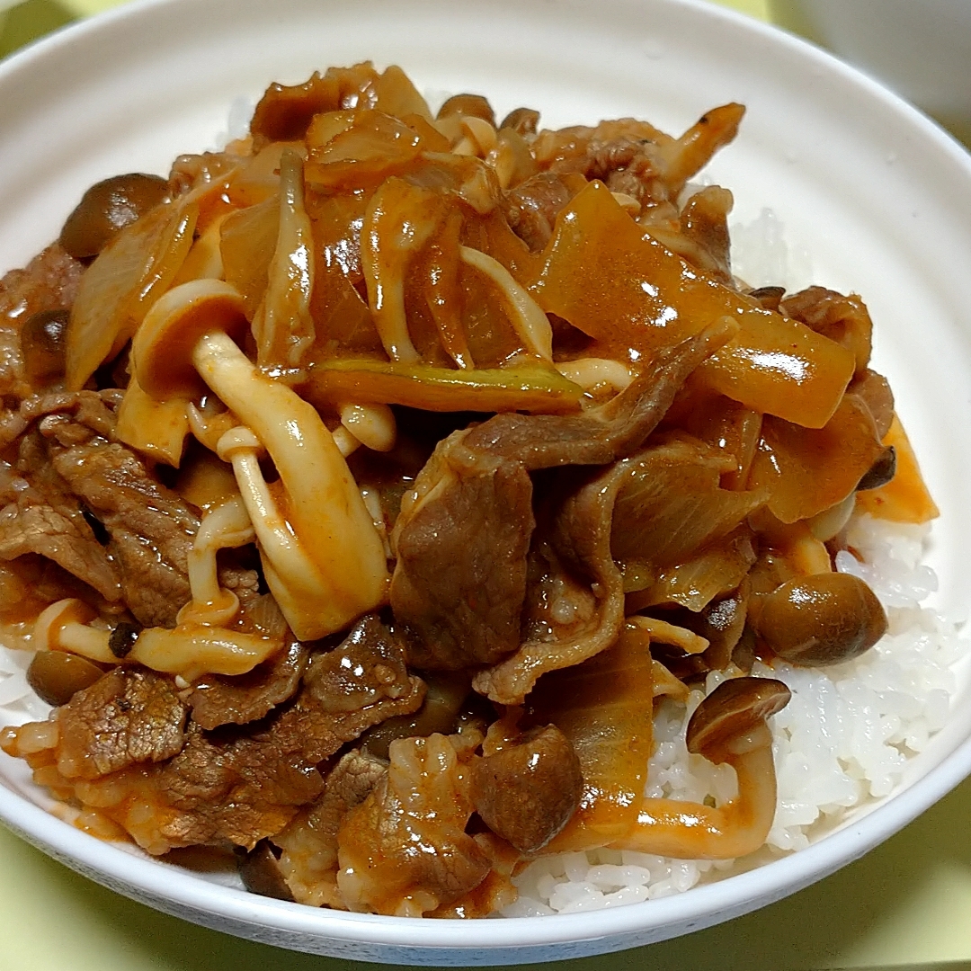 【男の料理】牛カルビ焼きタレ丼