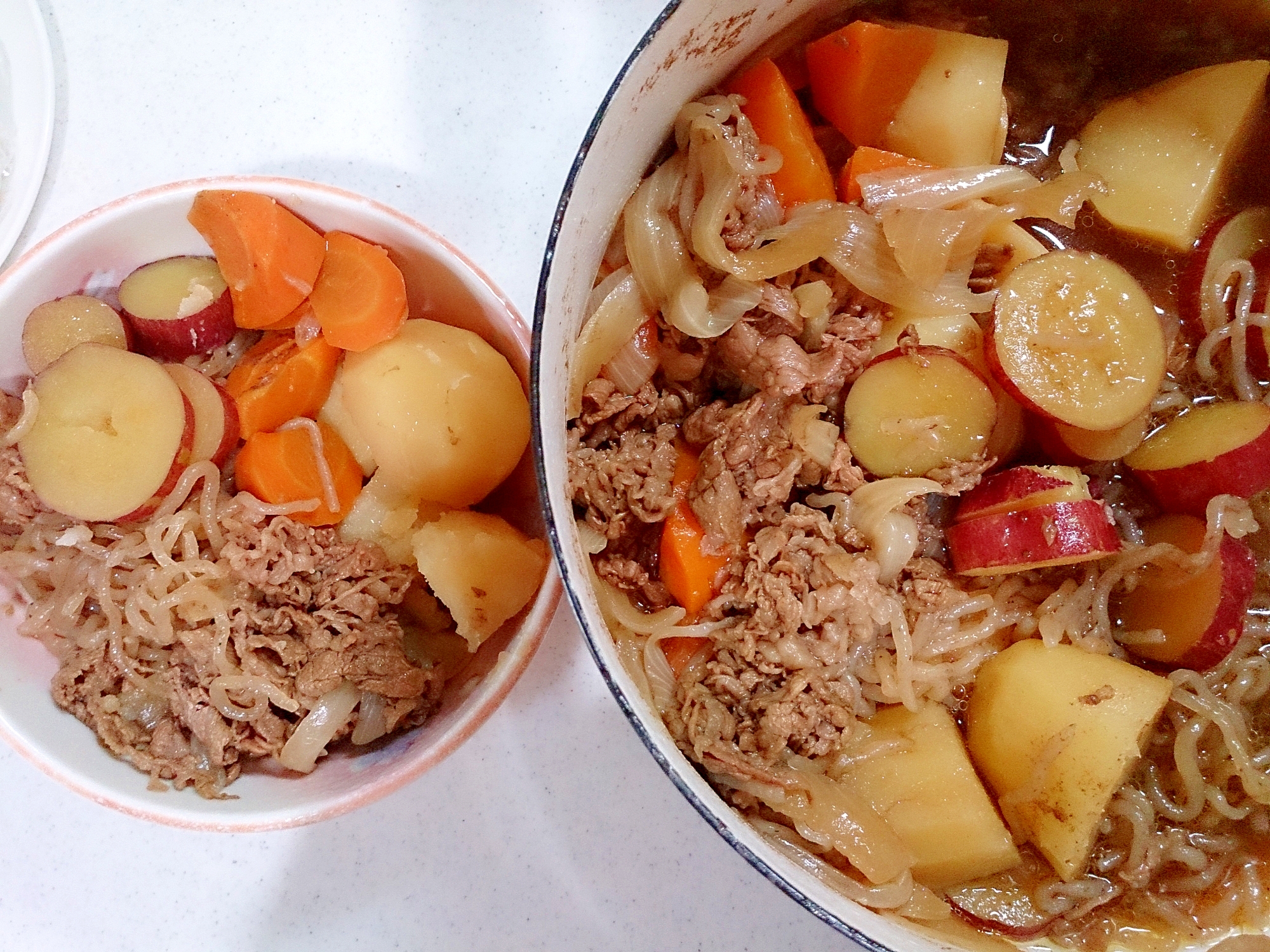 国産しゃぶしゃぶ用牛肉で！さつま芋いり肉じゃが