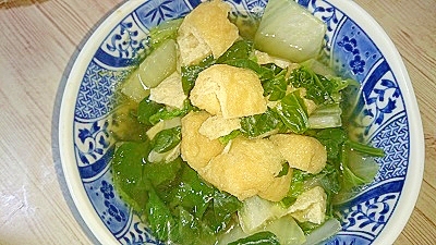 ほうれん草・白菜・油揚げの白だし煮