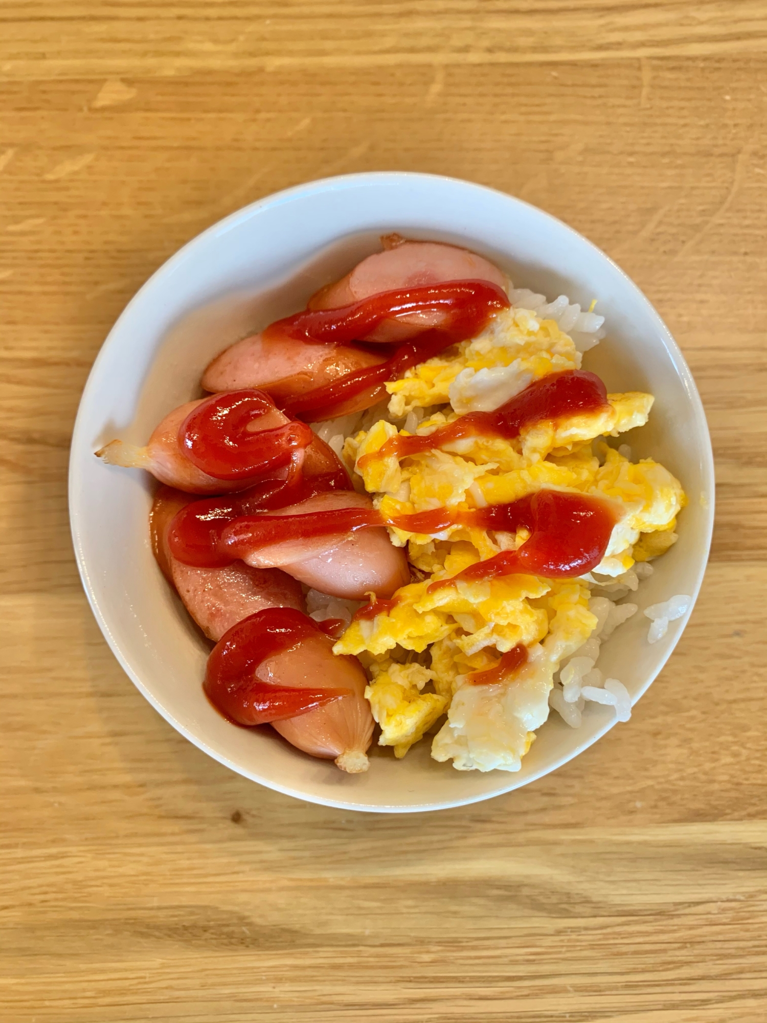 超簡単 ウインナー卵ケチャップ丼 レシピ 作り方 By Kiico 楽天レシピ