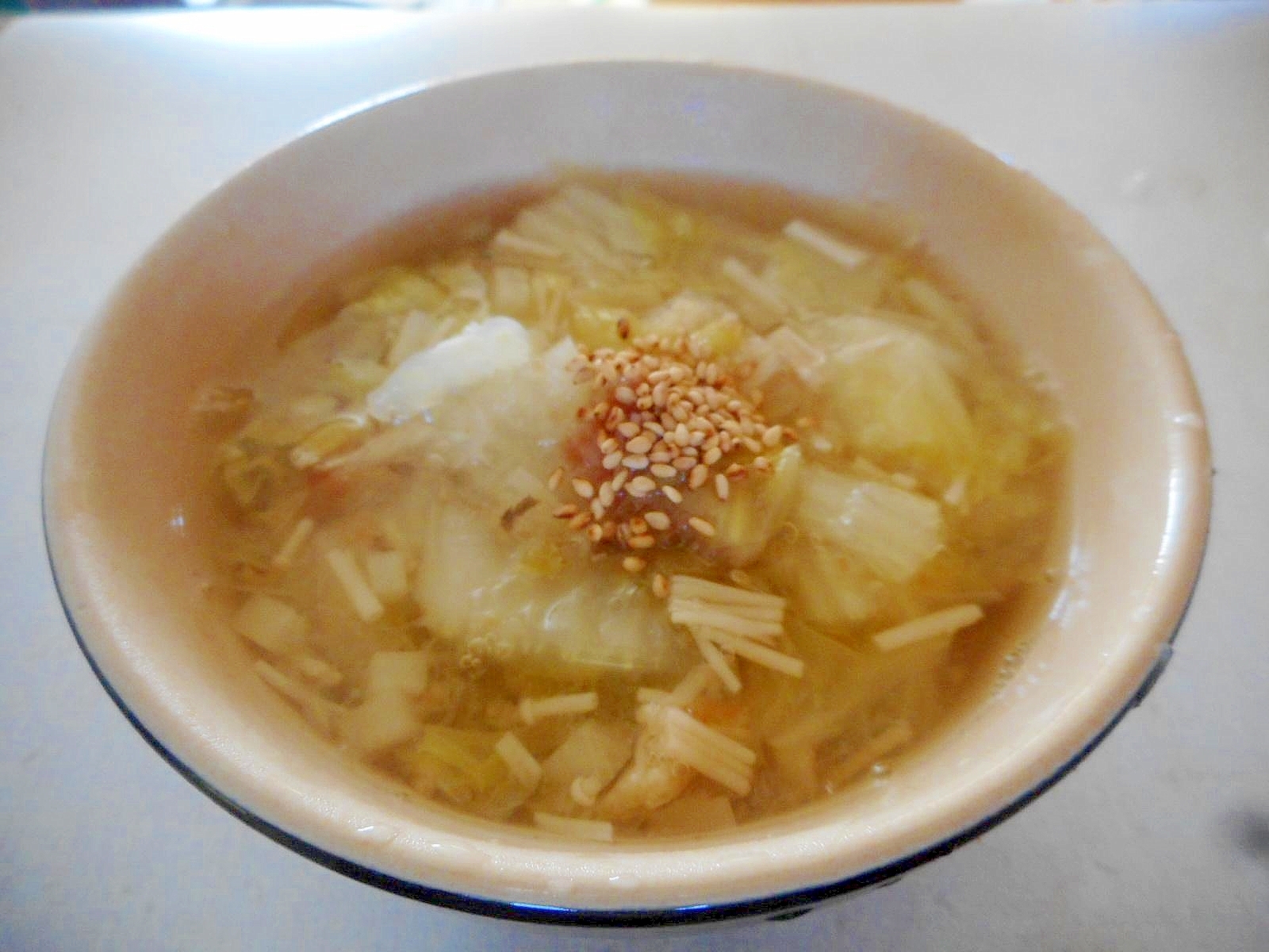 白菜とえのきの梅スープ
