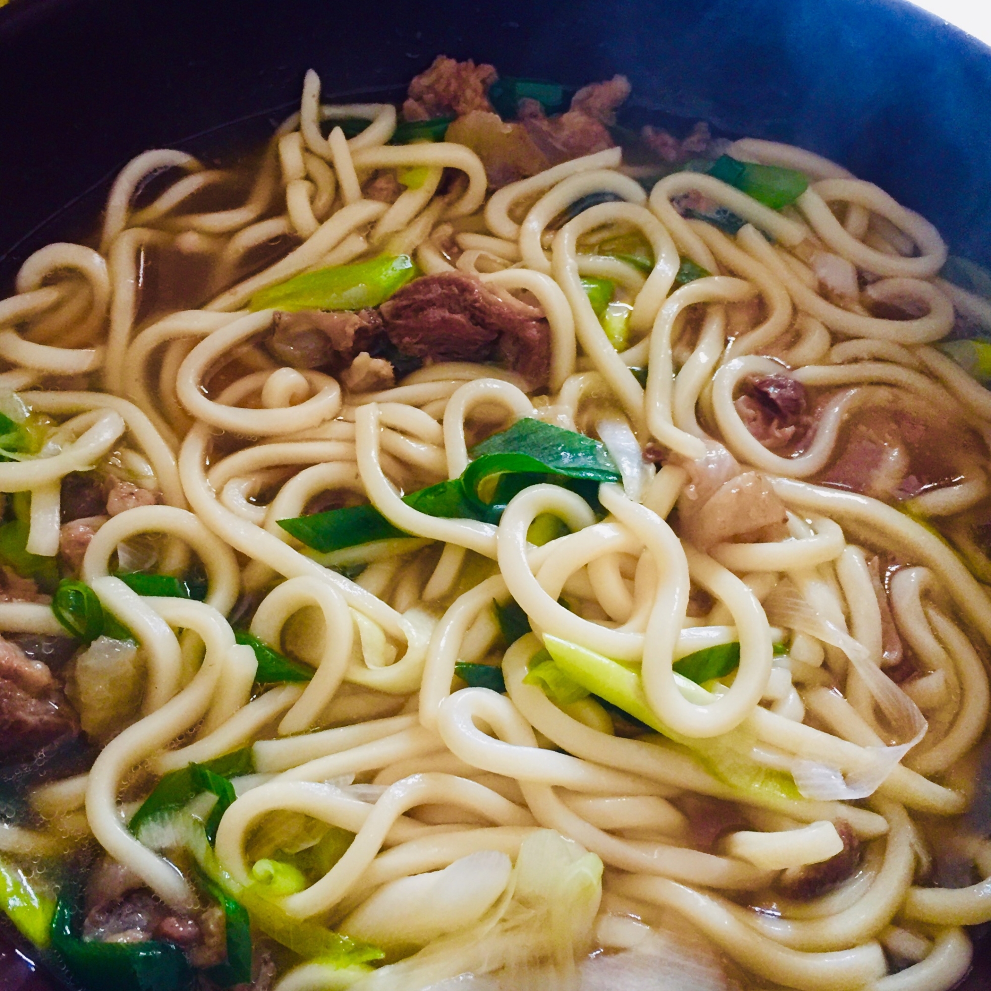 フライパンで牛すじうどん