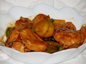 鶏肉と栗の中華煮