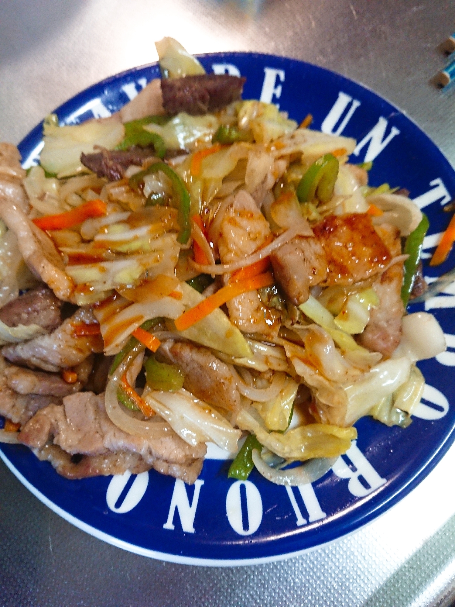 牛肉と豚肉の野菜炒め