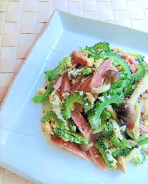 ゴーヤとお魚バーグのごま味噌チャンプルー✿
