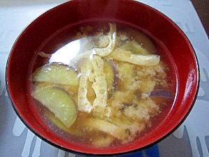 和朝食！茄子と油揚げのお味噌汁