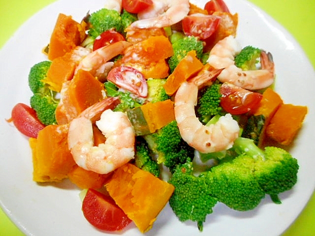 かぼちゃとブロッコリー海老のサラダ レシピ 作り方 By Mint74 楽天レシピ