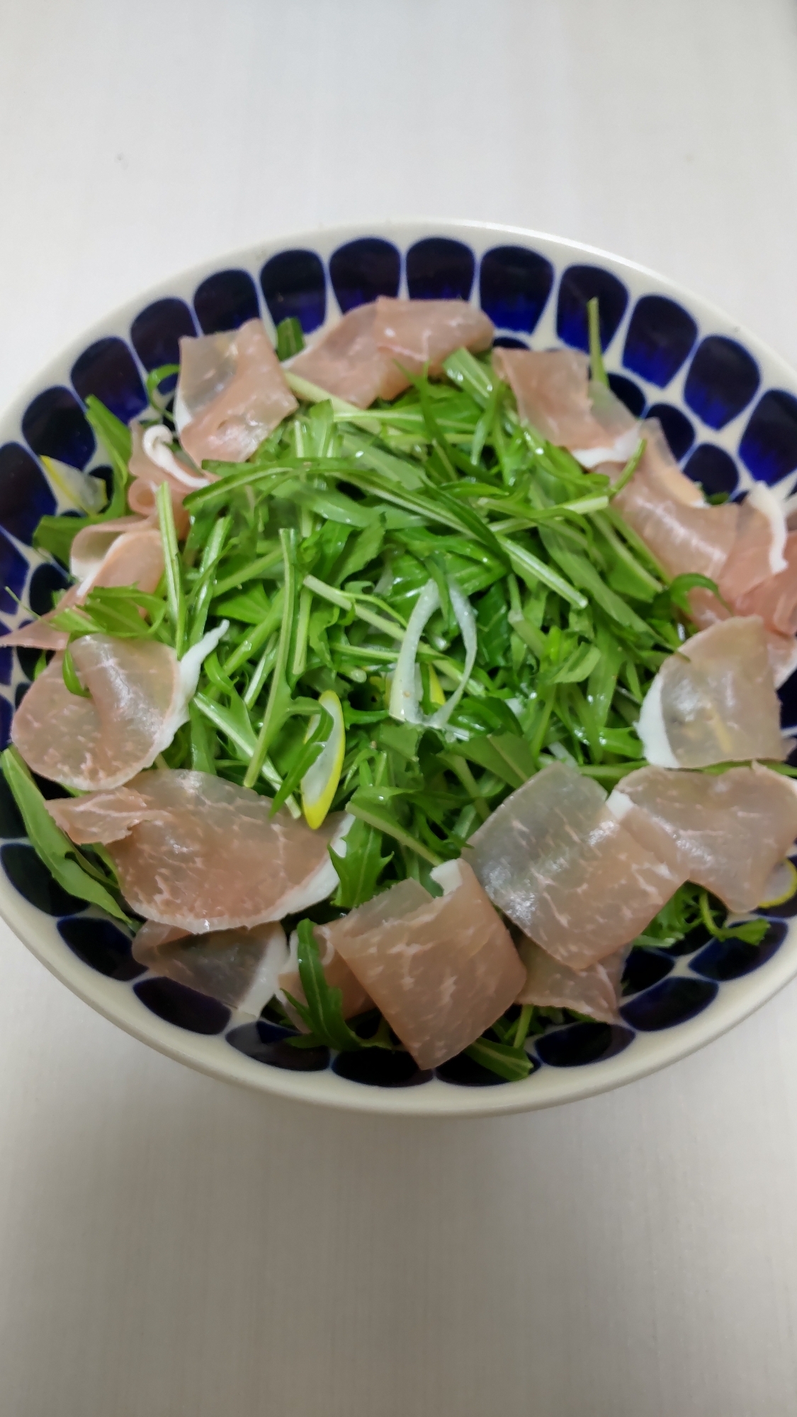 水菜と生ハムと葱のサラダ☆