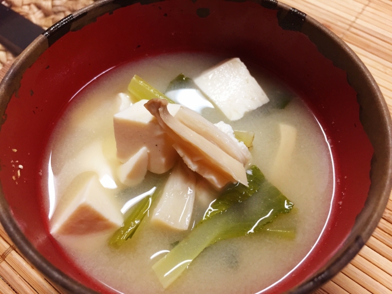 エリンギ&豆腐&小松菜の味噌汁