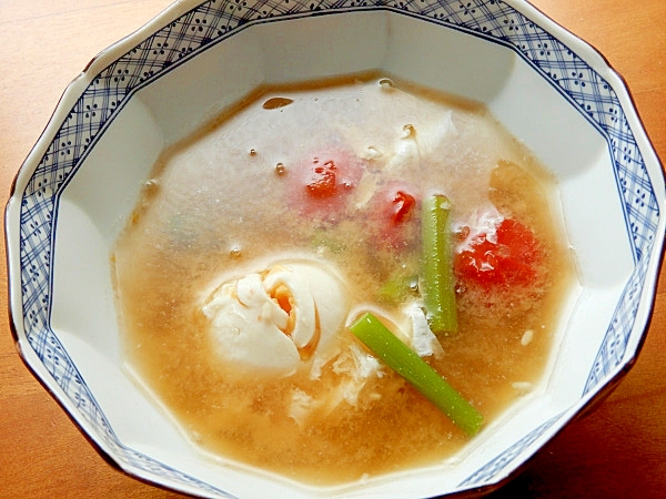 ヘルシー男の手料理❤卵入りニンニクの芽の味噌汁♪