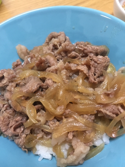 お店みたいに美味しい牛丼になりました。ごちそうさまでした！