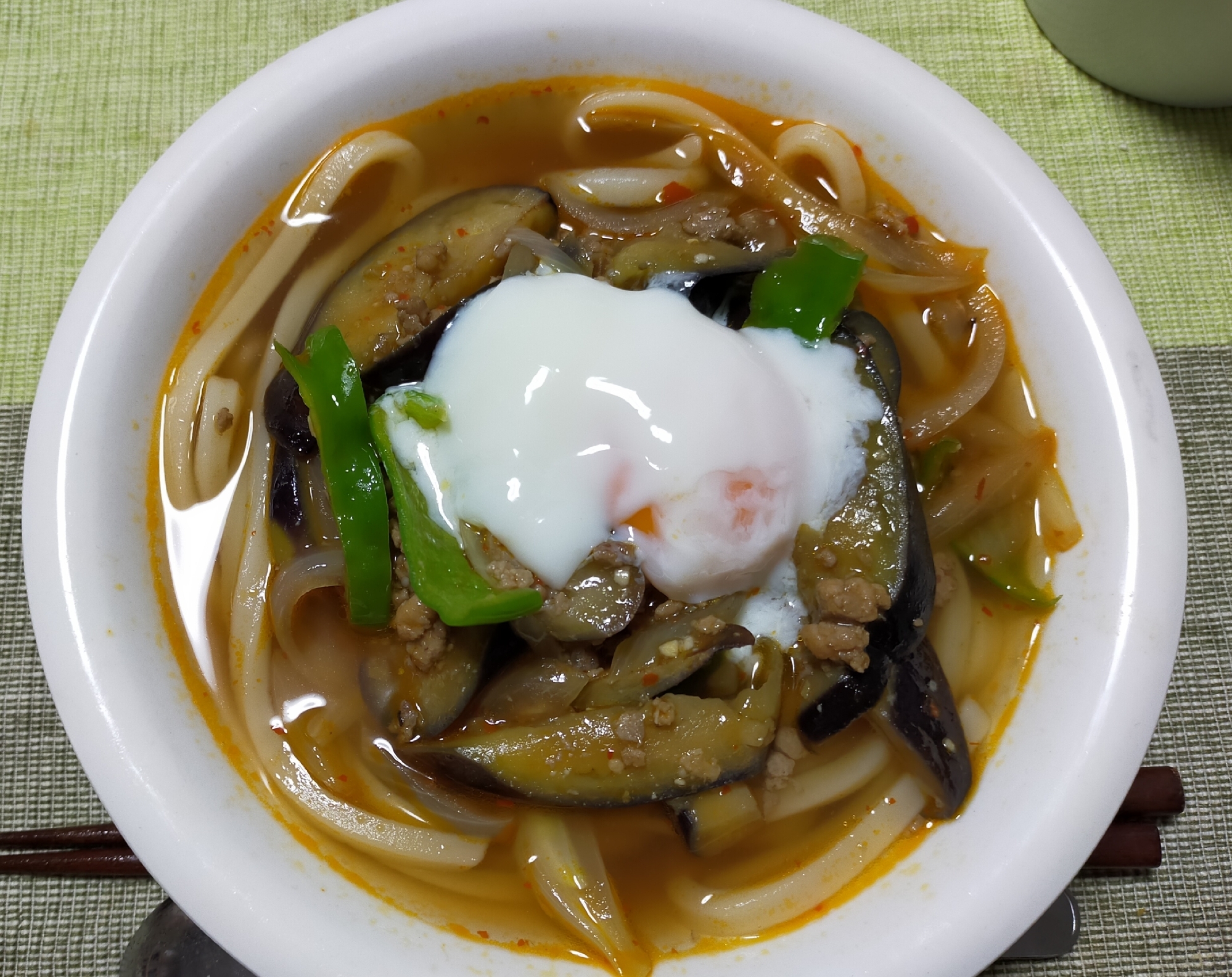 あったか麻婆茄子うどん☆