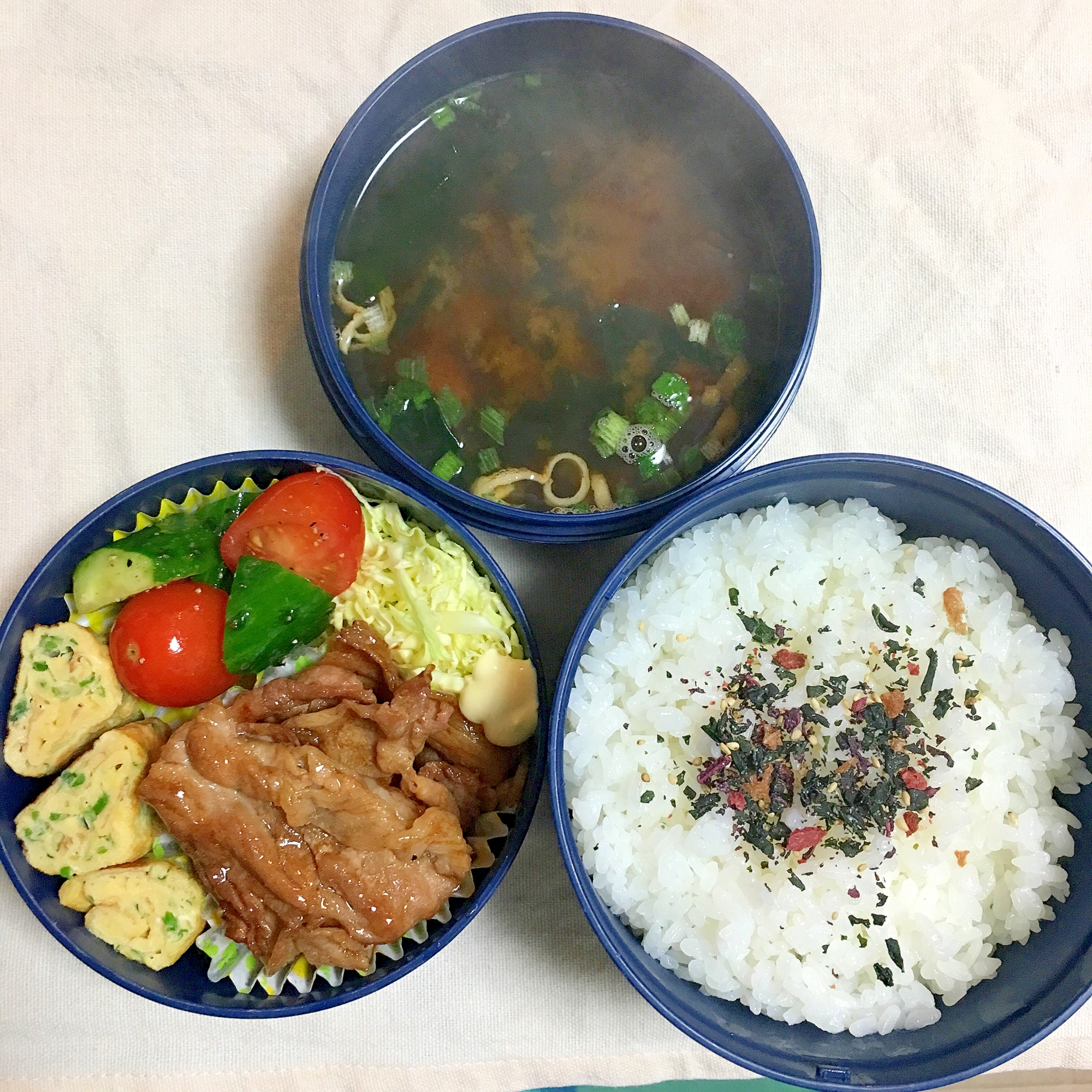 2017.2.13豚てり焼きと胡瓜トマ和えパパ弁♡