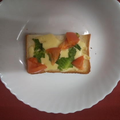水菜とトマトのトースト