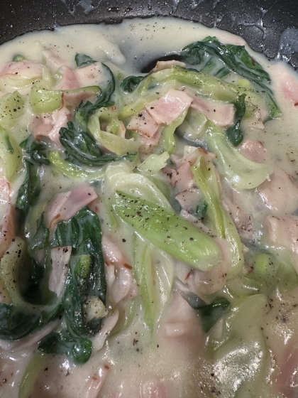 チンゲン菜の豆乳クリーム煮