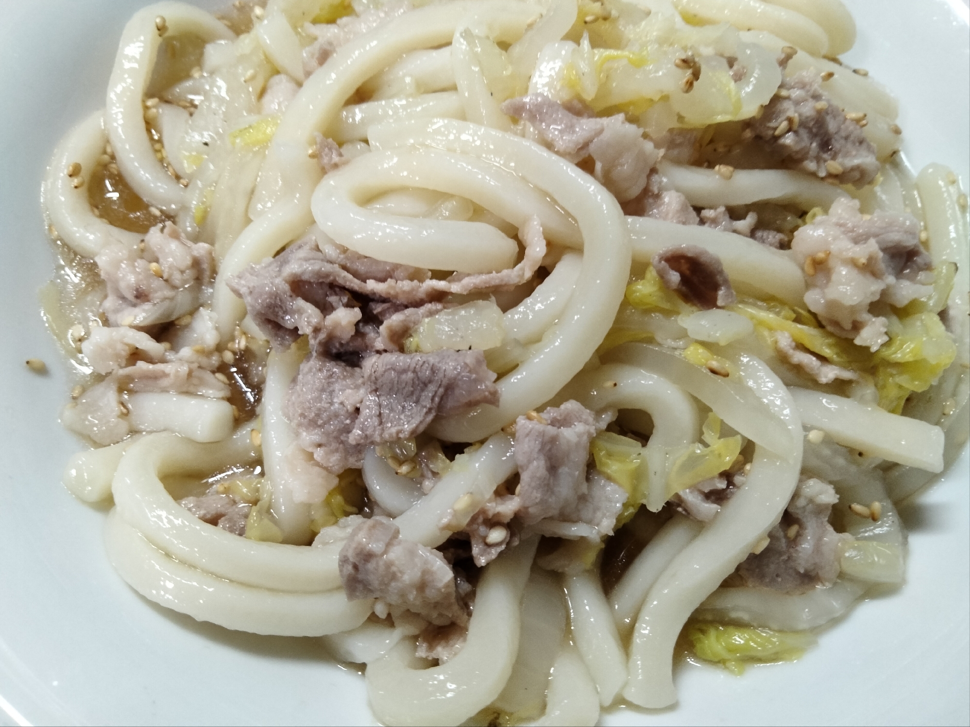 豚肉白菜ごまのすだち オイル つゆ 冷うどん