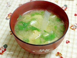 大根と油揚げのセロリ味噌汁