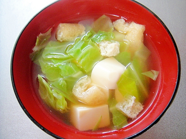 キャベツと豆腐のあっさり和風スープ