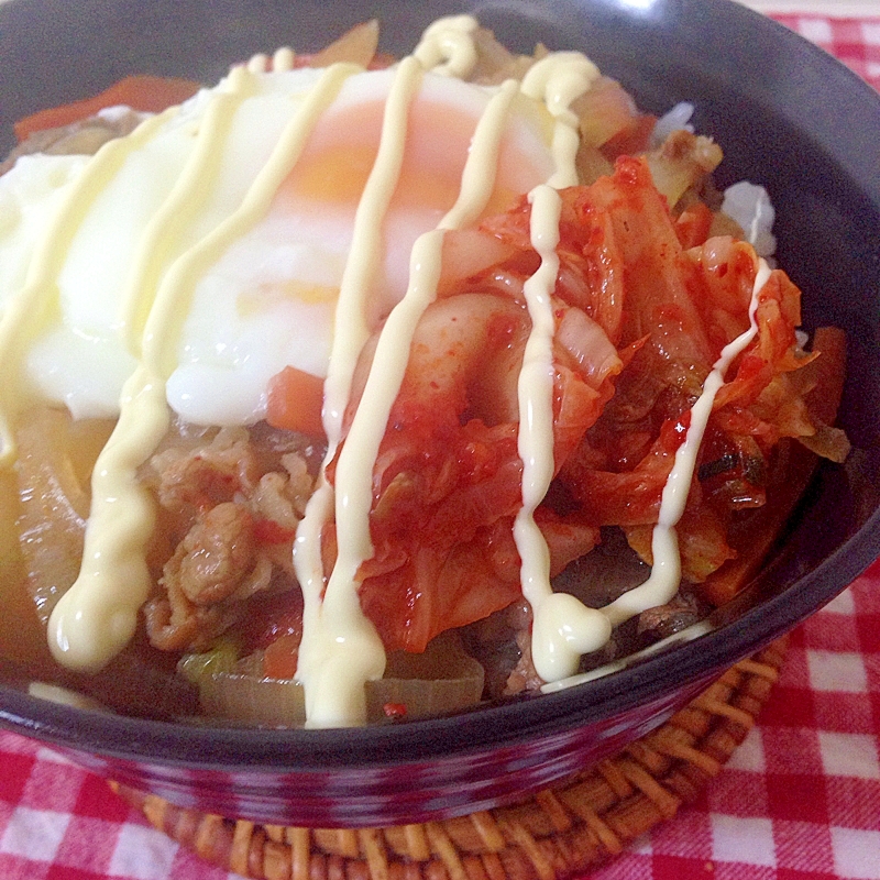 温玉&キムチの牛丼♡