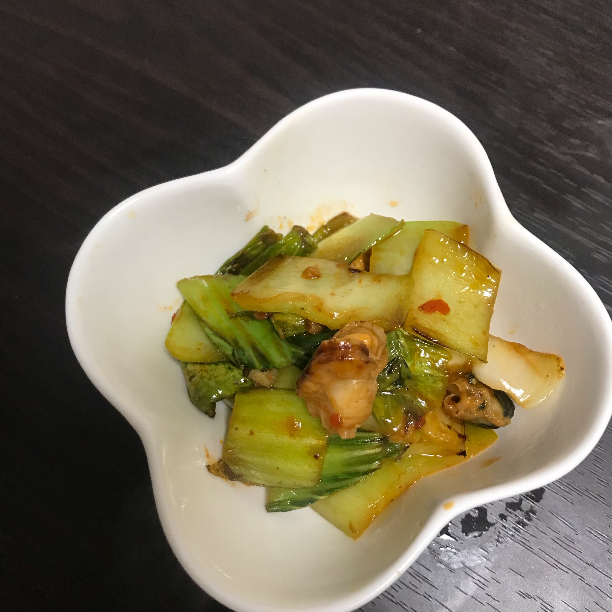 帆立の稚貝で簡単ピリ辛炒め