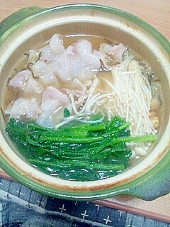 豚肉とほうれん草の生姜一人鍋