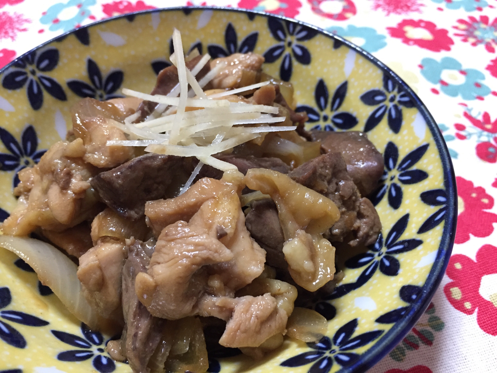 鶏肉とレバーのしょうが煮