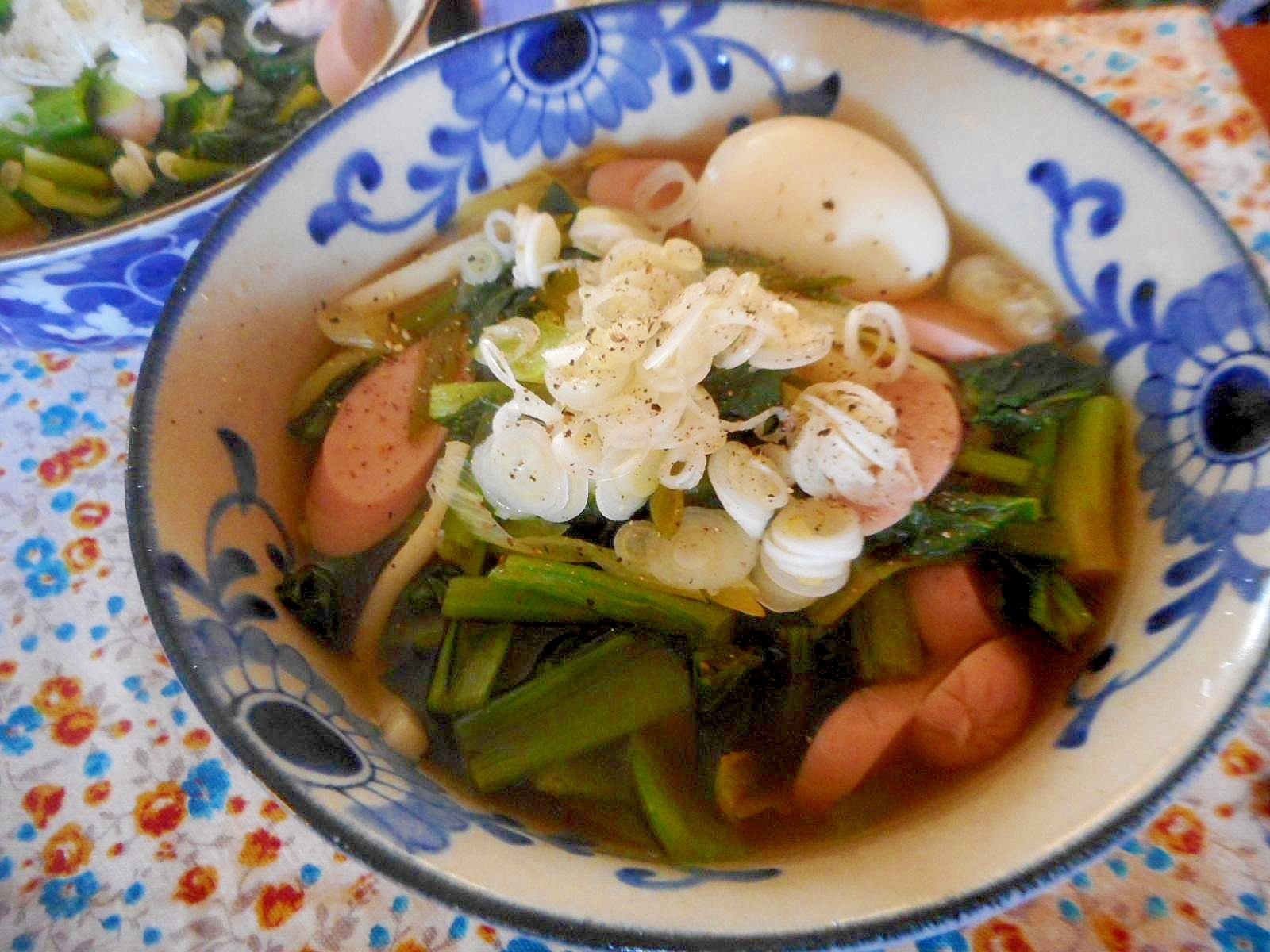 ギョニソと小松菜の汁うどん