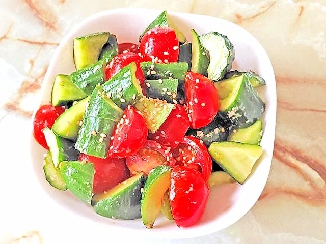 時短!きゅうりとミニトマトの中華風和え物♪