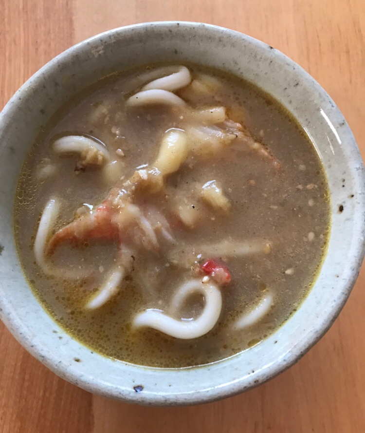 カニカマとチーズのカレー豆乳うどん