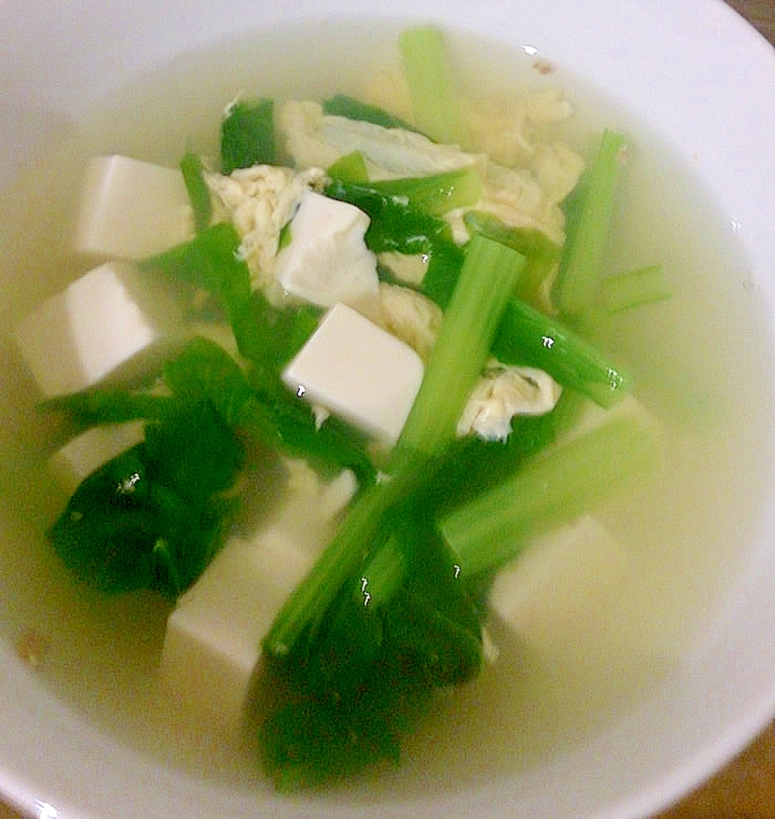小松菜・豆腐のかきたまスープ