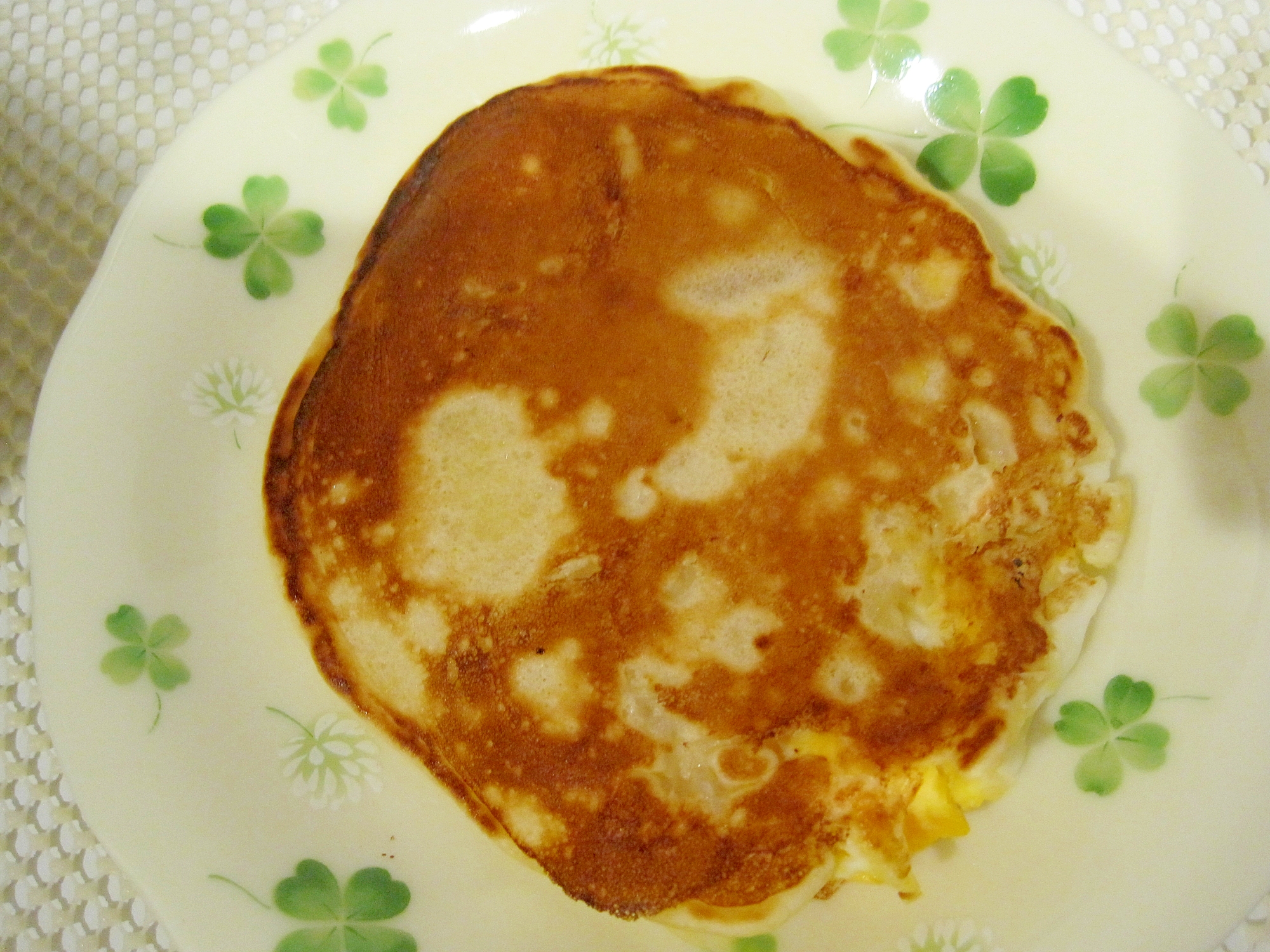 ご飯とゆで卵のホットケーキ