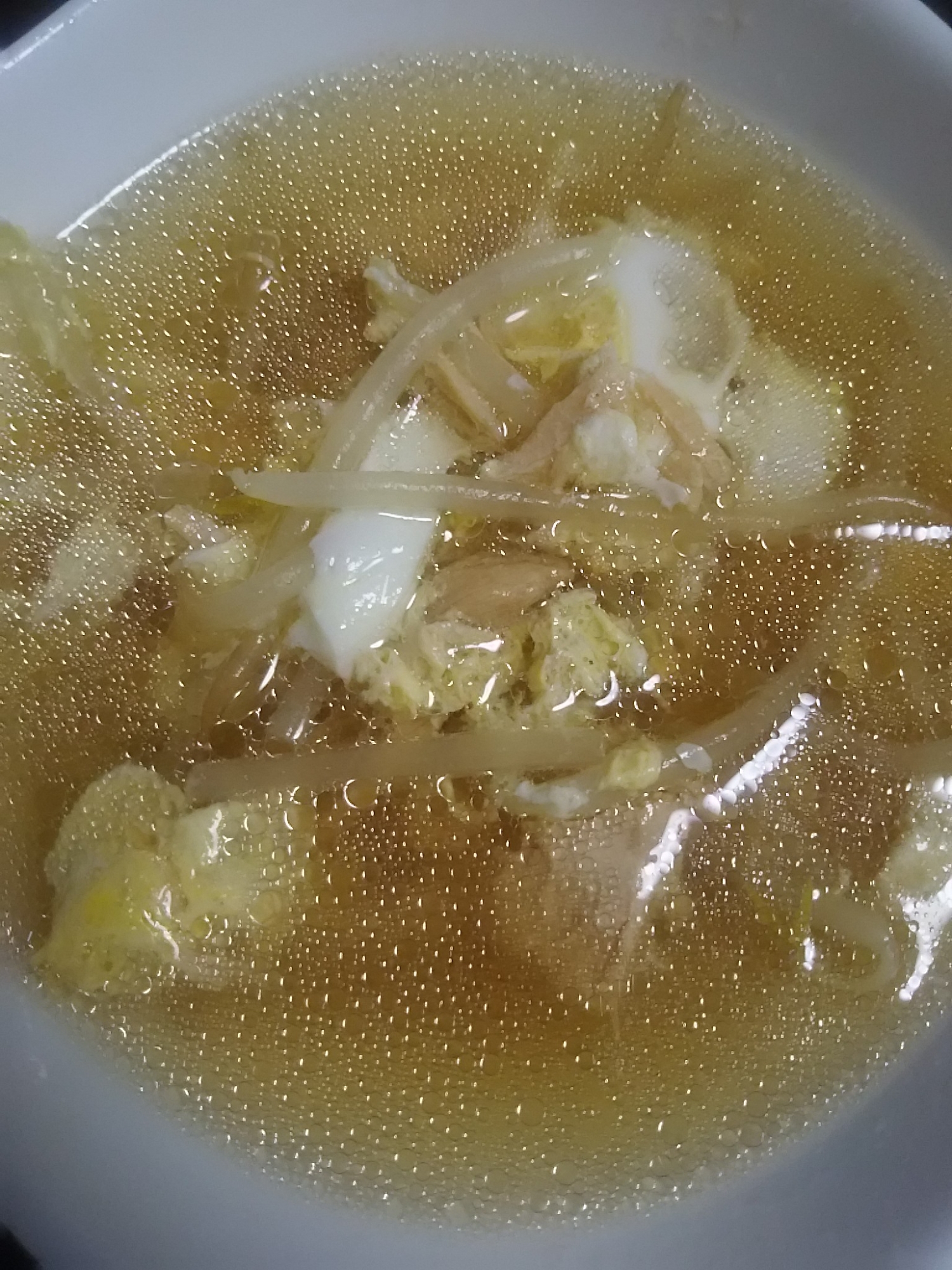 モヤシとツナの卵スープ(^^)
