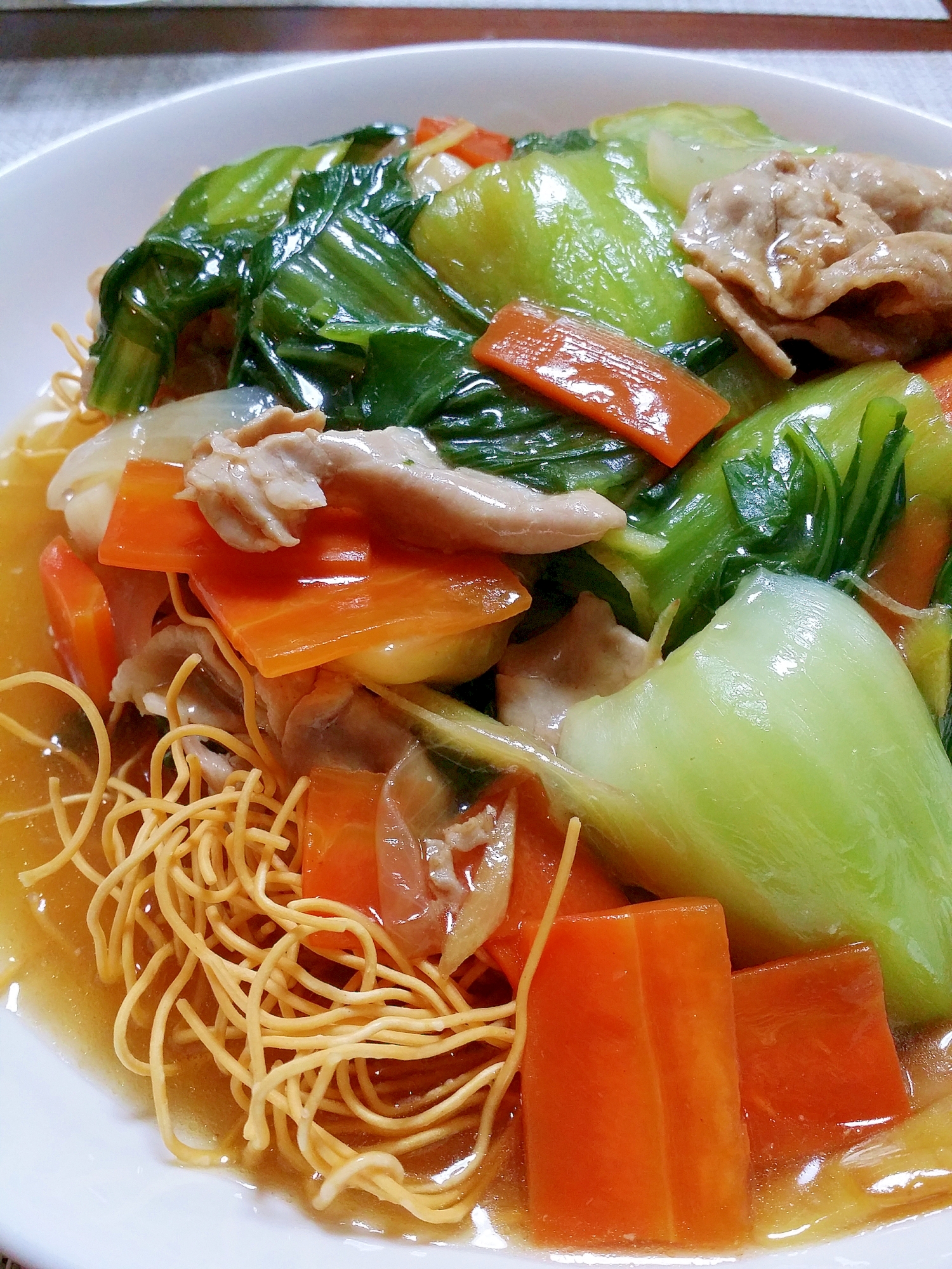 チンゲン菜で!簡単パリパリ皿うどん