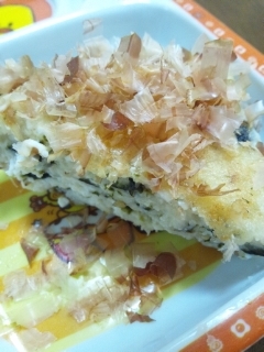 白だしときざみのりとごまを入れてソースなしで食べました☆
おいしくできました☆