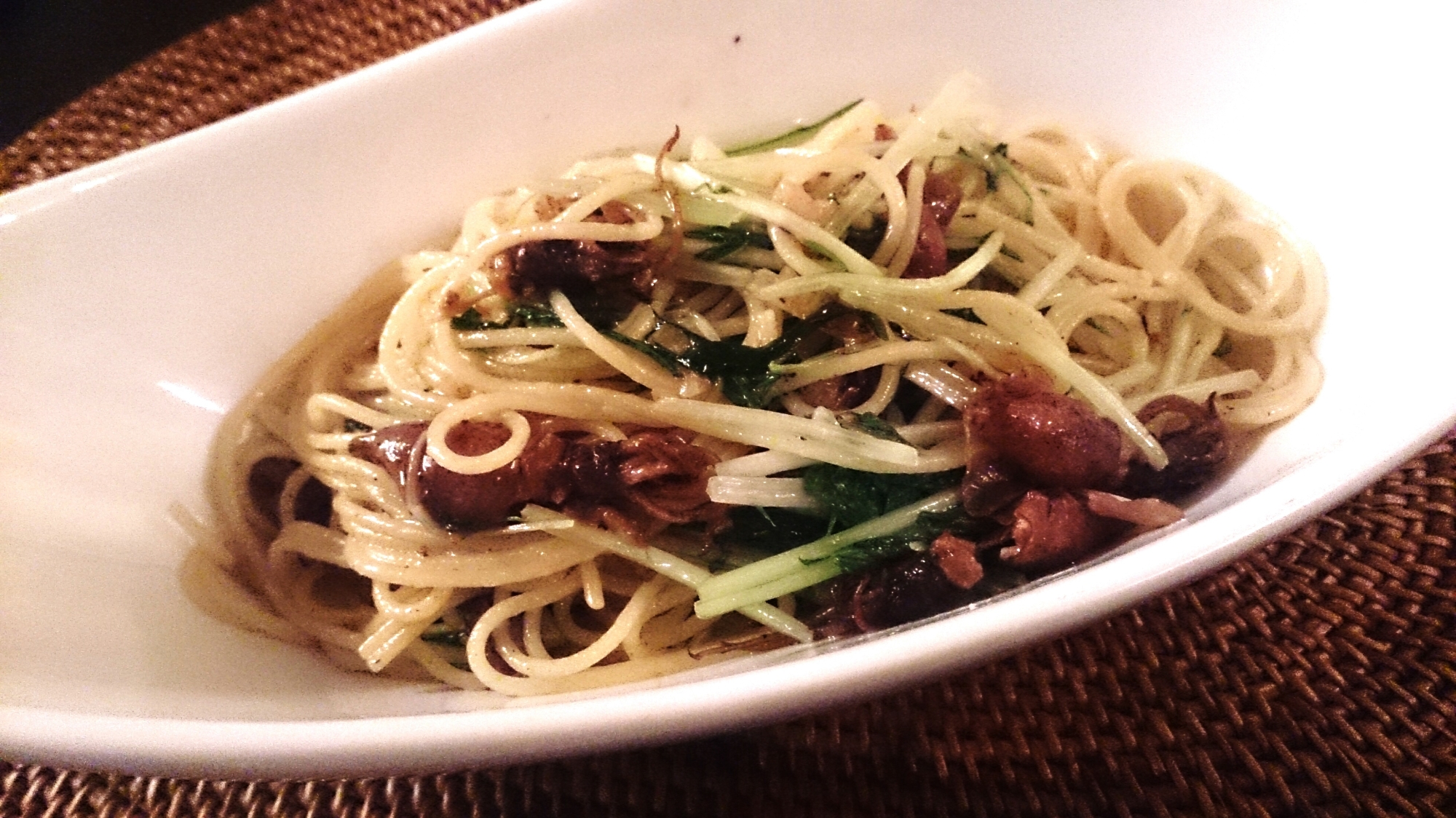 ホタルイカと水菜の柚子胡椒パスタ レシピ 作り方 By 7272natu 楽天レシピ