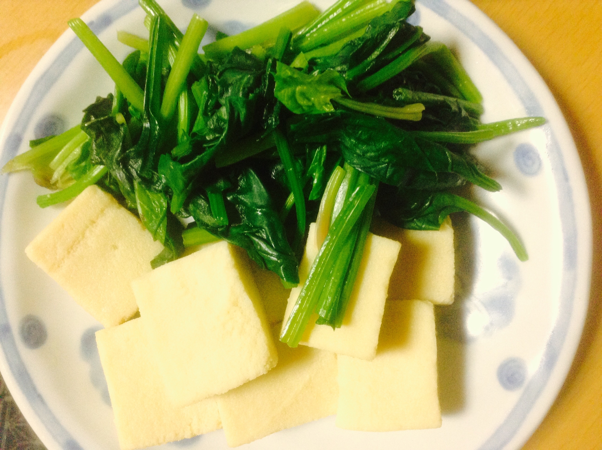 ポパイが喜ぶほうれん草とこうや豆腐