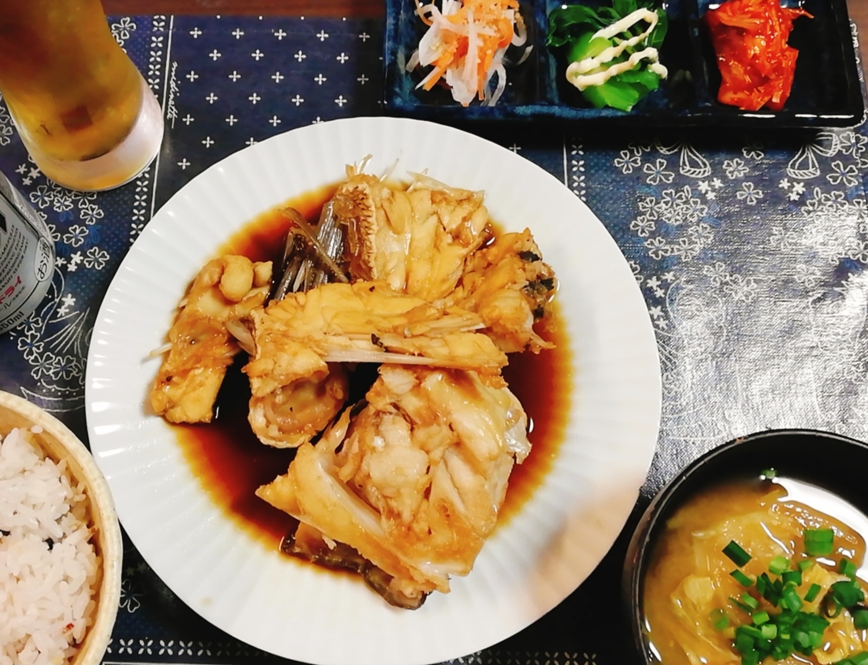 簡単☆フライパンで作る　鯛のアラ炊き