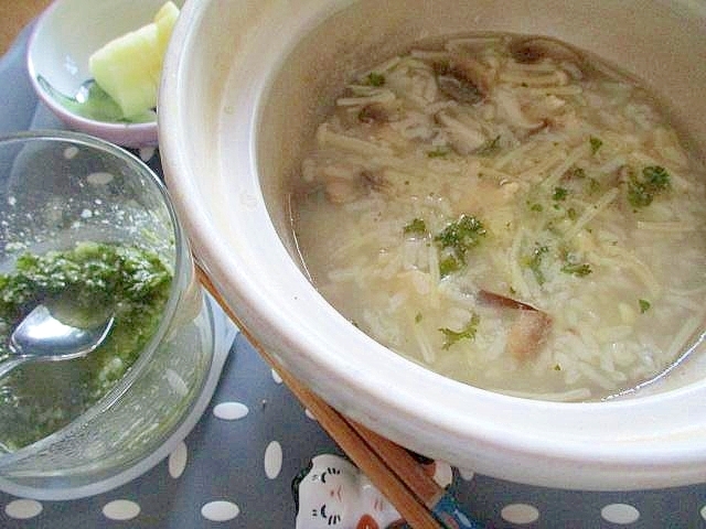 パセリと粉チーズのドレッシングおじや