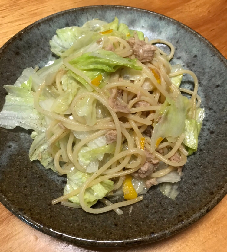 レタスとツナの柚子パスタ