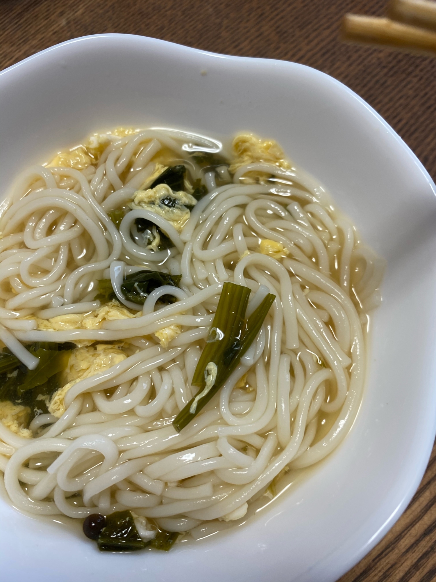 冷凍ほうれん草と卵で冷や麦にゅうめん