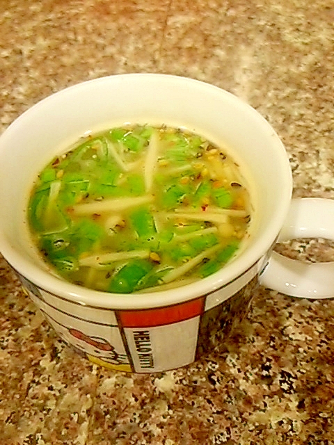 えのきと葉ニンニクの米ぬかグリーンカレースープ