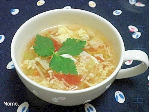 トマトとえのきの玉子スープ