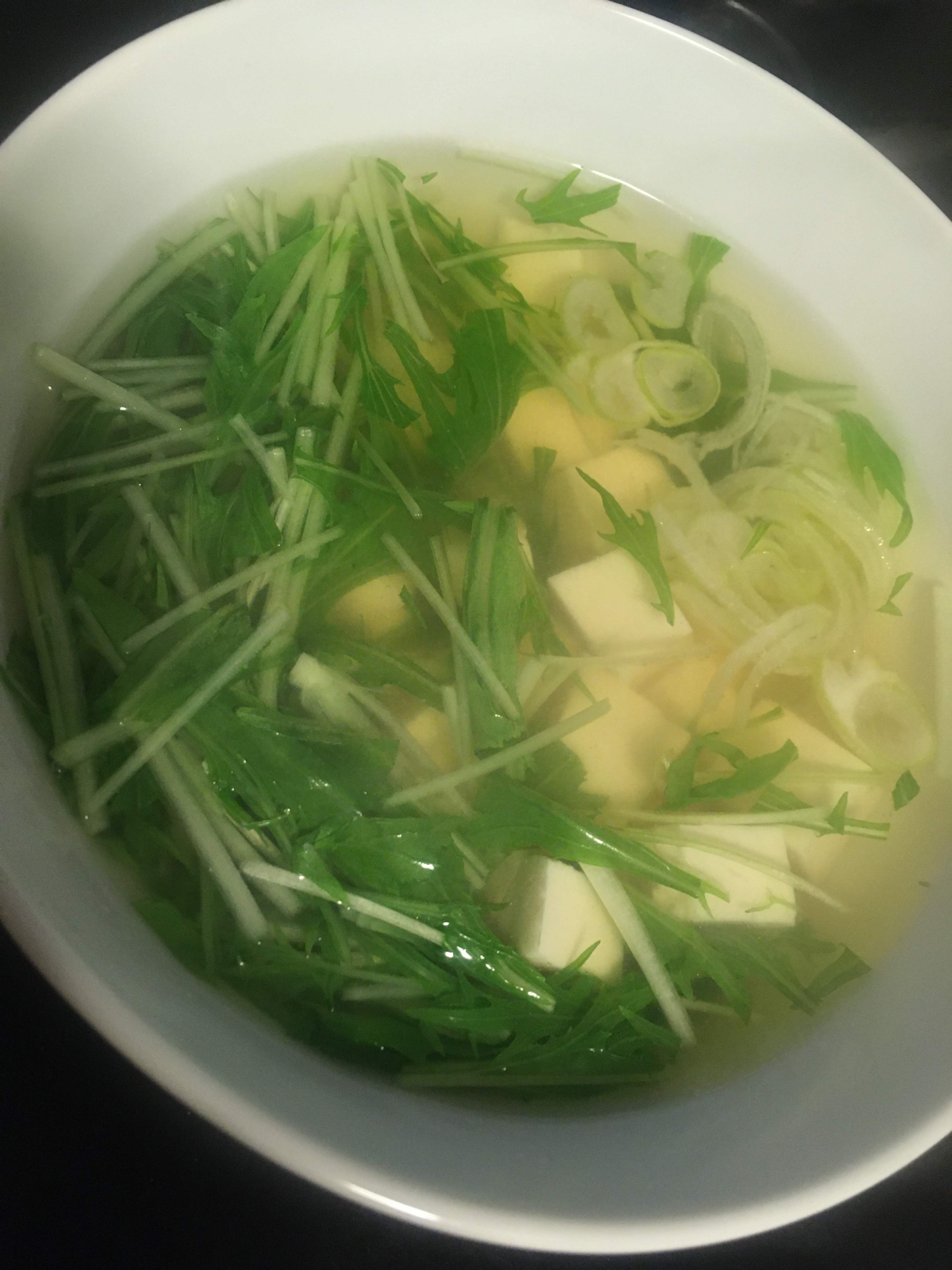 水菜と豆腐のコンソメスープ