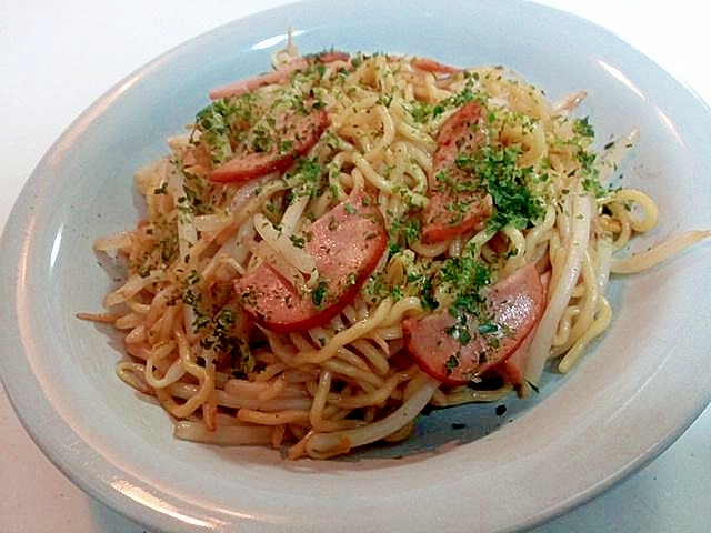 焼豚ともやしのソース焼きそば