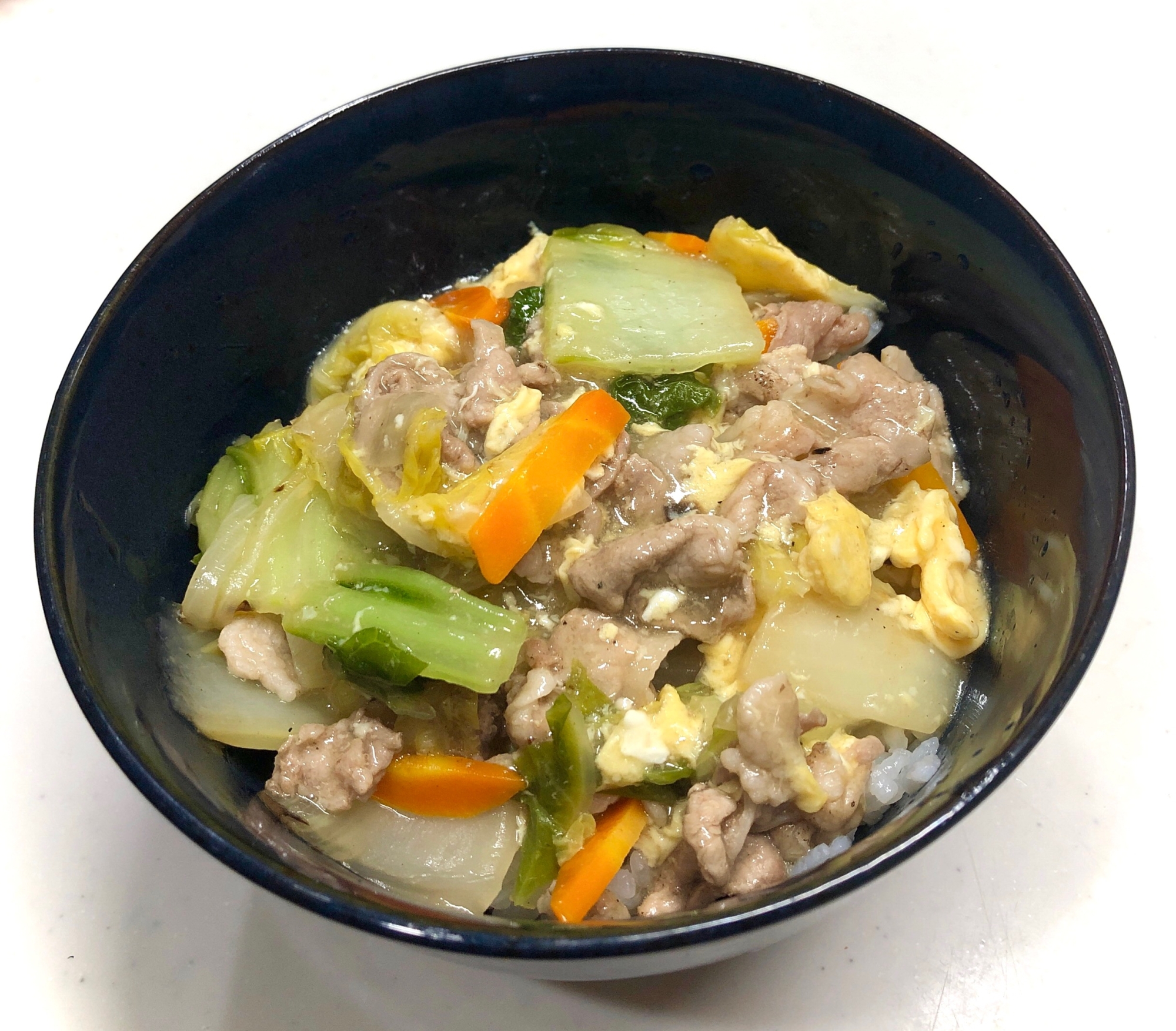 皿うどんの粉末スープで作る・中華丼