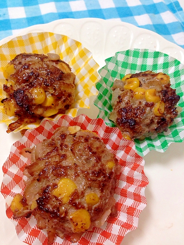 お弁当に！コーン入りハンバーグ♡