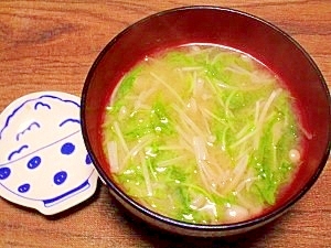 毎日のお味噌汁198杯目＊エノキ茸と水菜
