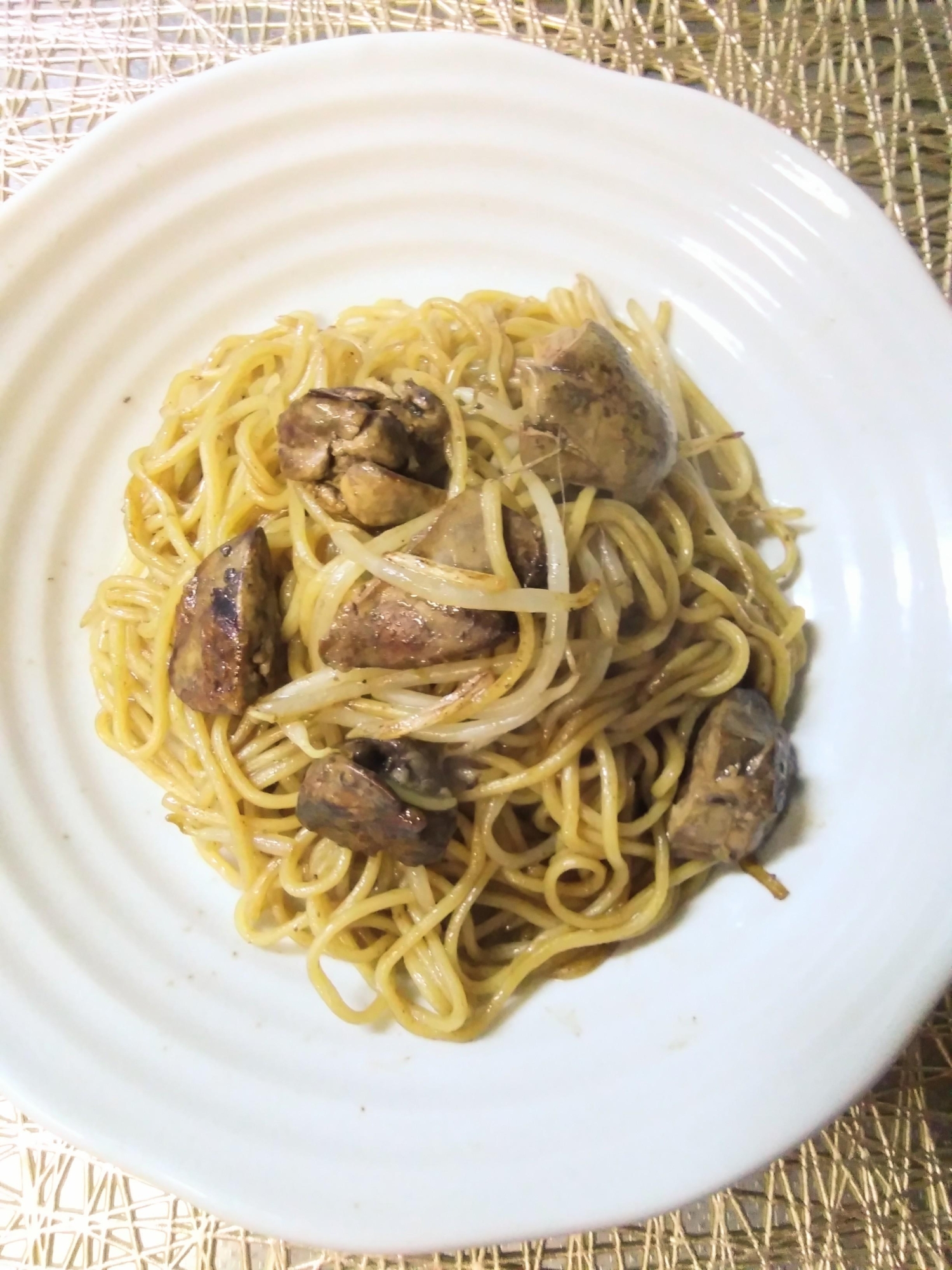 鶏レバー♪鶏レバーのソース焼きそば